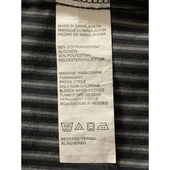 Van Heusen Mens Top Dress Shirt Long Sleeve Black Striped Large 16-16.5 - Picture 12 of 12